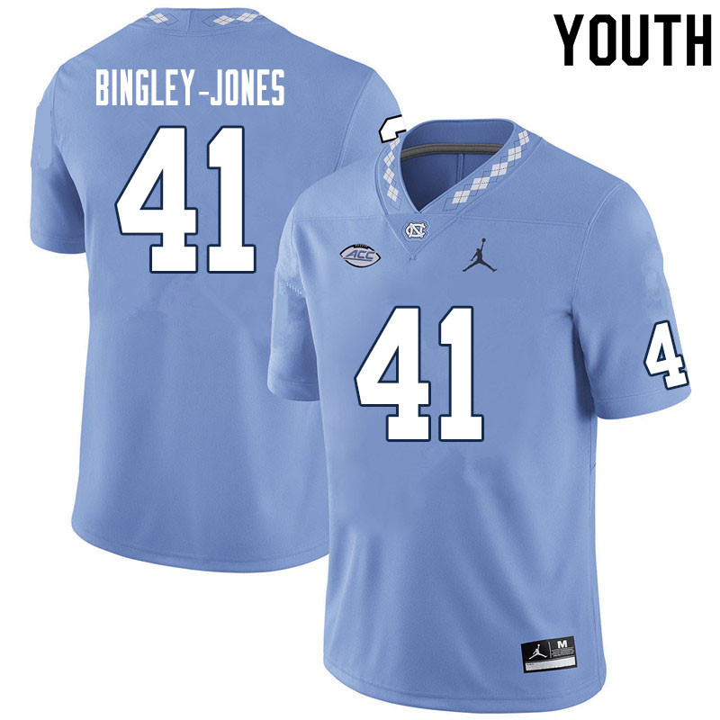 Youth #41 Kedrick Bingley-Jones North Carolina Tar Heels College Football Jerseys Sale-Carolina Blue